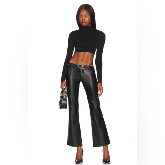 🌟FREE PEOPLE Love Language Black Vegan Leather Low-Rise Pants-Sizes 8 & 10 - Picture 7 of 15